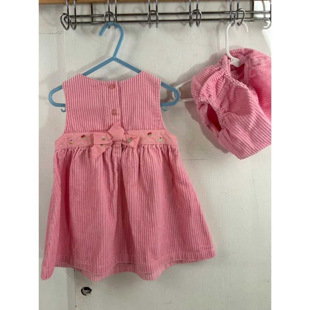Gymboree Corduroy Dress 18-24M Pink Cupcake Embroidered Bloomer Set Toddler Girl